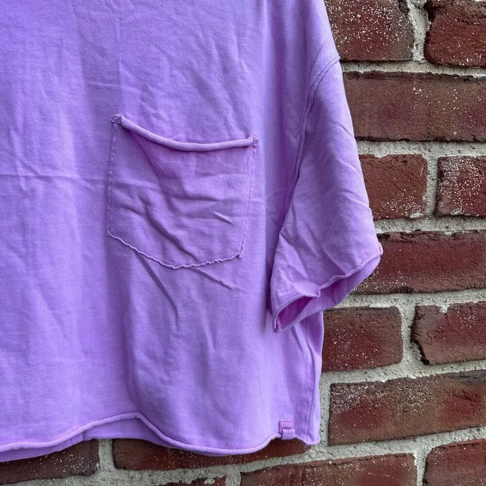 Free People We The Free Fade Into You Crop Boxy Pocket Tee Orchid S NEW